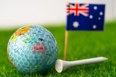 World map golf ball