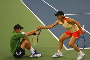 Martina Navratilova Helps Someone Stand
