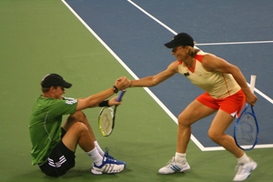 Martina Navratilova Helps Someone Stand