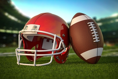 American Football Helmet and Ball