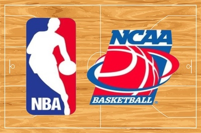 NBA NCAA Logo on Basketball COurt