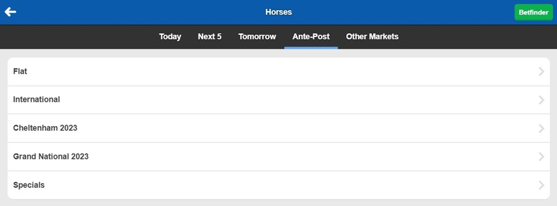 Ante Post Betting Options