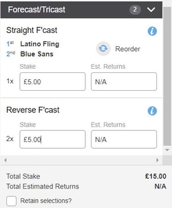 Forecast Tricast Online betslip