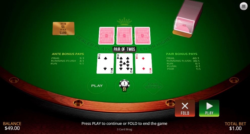 3 Card Brag Online Casino