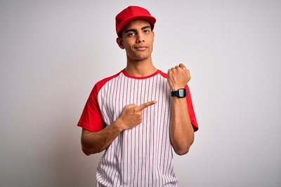 Baseball Player Pointing at Watch Time