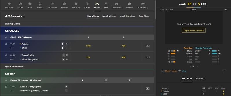 esports Live Betting